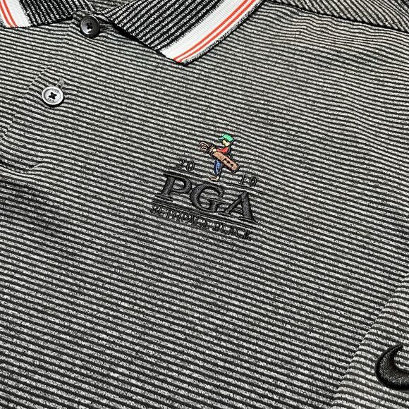 Nike Polo Shirt Mens XL Stripe Gray Performance PGA Bethpage Black Golf Dri Fit - Picture 5 of 10
